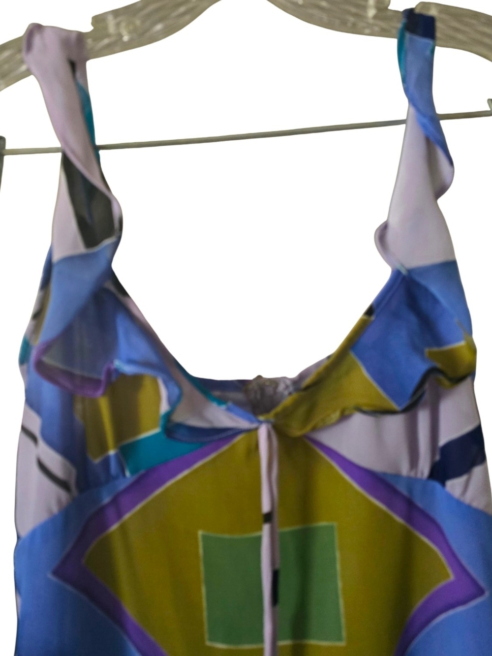 Millenium Geometric Abstract Print Ruffle Hem Midi Dress Medium - Picture 3 of 6